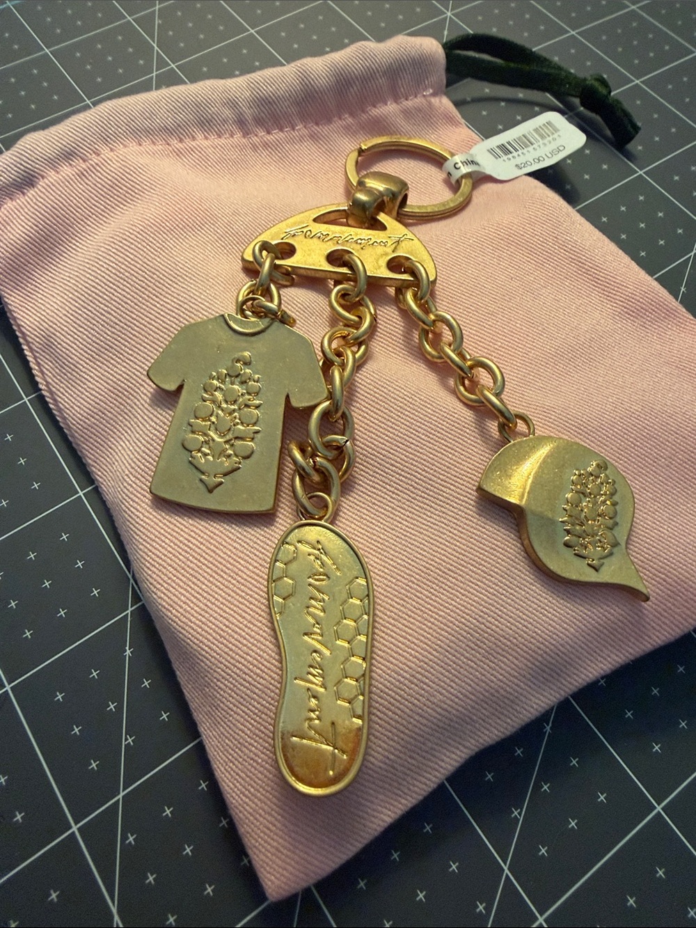 Free People Gold-Tone Floral Charm Keychain